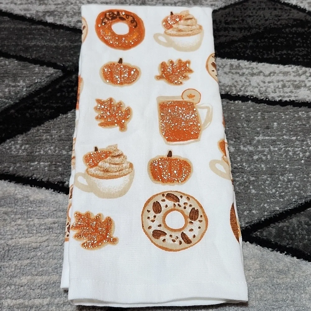 HELLO PUMPKIN SHAPED POTHOLDER TOWELS GIFT SET  FALL THANKSGIVING HOILDAYS